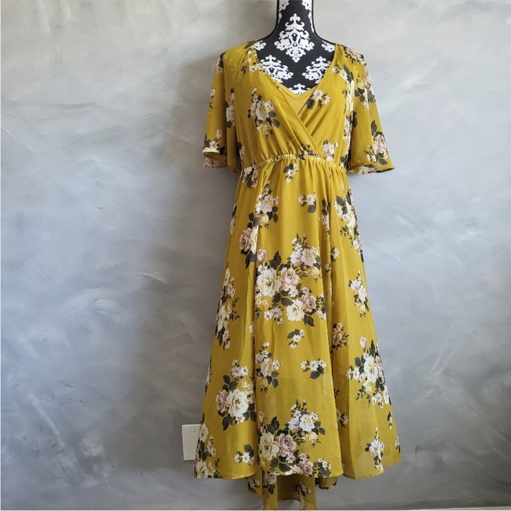 Torrid Yellow Floral High Low Dress
